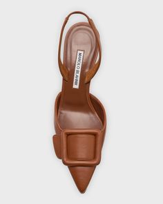 Manolo Blahnik Maysli Leather Buckle Halter Pumps Manolo Blahnik Maysli, Manolo Blahnik Slingback, Brown Pumps, Manolo Blahnik Heels, Manolo Blahnik Shoes, Leather Buckle, Medium Brown, Leather Pumps, Manolo Blahnik