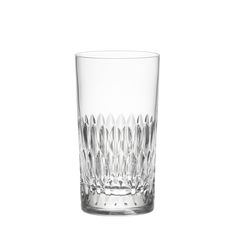 an empty glass is shown on a white background