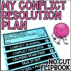 the conflict resolution plan is shown with an image of a cartoon character and text that reads, my conflict resolution plan