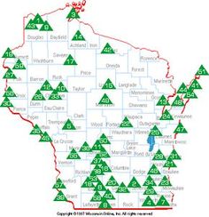 a map with many trees in the shape of minnesota's state and numbers on it