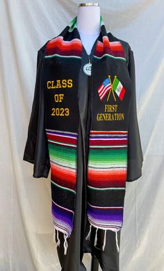 Graduation sarape Sash, class of 2023 first generation, embroidered sarape sash. first generation sarape sash Graduation gift GOWN NOT INCLUDED Graduation Sarape, Mexican Graduation, Graduation Inspiration, Butterfly Crewneck, Dog Mom Sweater, Snowman Sweater, Grad Ideas