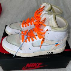 Classic Jordan 1 Off-White’s. In Really Great Shape, Worn A Few Times. Have Them Sitting In Box. Extra Laces And Zip Tie All There. Would Be Better For Someone Else’s Collection. Jordan 1 Off White, Shoes Jordan 1, Shoes Jordan, Zip Ties, Be Better, Jordan Shoes, Jordan 1, Nike Air, Men's Shoes