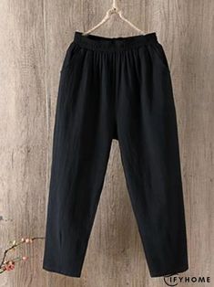 Shift Pants Linen Casual, Type Of Pants, Women Pants Casual, Linen Women, Plus Size Casual, Yellow Black, Straight Leg Pants, Daily Fashion, Plus Clothing