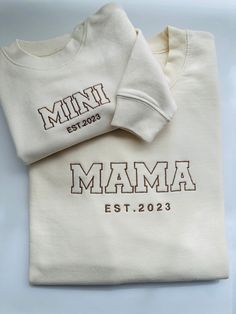 Custom Embroidered Mother and Baby Girl Sweatshirt Hand Embroidered Mama Sweatshirt, Mama Embroidered Sweatshirt, Momma Embroidered Sweatshirt, Mama And Mini Sweatshirts, Mother's Day Embroidered Cotton Sweatshirt, Matching Sweatshirts, Girl Sweatshirts, Mother And Baby, Sweat Shirt