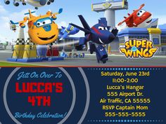 Super Wings Digital Birthday Invitation, Super Wings Birthday, Super Wings Party, print at home Super Wings, Thank you card, super wings by ThePapierSoiree on Etsy Digital Birthday Invitations, Adventure Party, I Love My Son, Birthday Party Planning, Boy Baptism, 2 Birthday