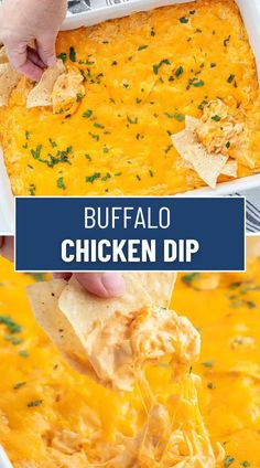 This Buffalo Chicken Dip is the perfect dip for your next party! It tastes like spicy buffalo wings dipped in creamy ranch dressing, it's cheesy, and creamy, and all packed in a share-able dip that is perfect for game day! Bread Crockpot, Buffalo Chicken Dip Oven, Easy Buffalo Chicken Dip, Chicken Wing Dip, Healthy Buffalo Chicken Dip, Chicken Buffalo, Buffalo Chicken Dip Crock Pot, Crockpot Buffalo Chicken, Buffalo Chicken Dip Easy