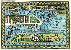 an old map with people and boats on it