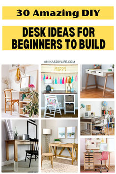 Check out this great list of easy DIY desks for beginners! They have storage, some are made for small spaces, all are beginner friendly woodworking projects you can build in a weekend. See them all and check out the tutorials to build your own. #anikasdiylife Diy Storage Desk, Diy Desk Ideas, How To Build A Desk, Build A Desk, Build Your Own Desk, Diy Farmhouse Desk, Diy Desks, Easy Diy Desk, Building Drawers