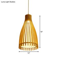 an image of a wooden light fixture with measurements for the length and width on it