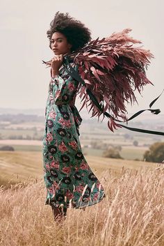 Temperley London x Anthropologie Printed V-Neck Dress Temperley Dress, September Fashion, Glam Boho, Temperley London, Floral Midi Dress