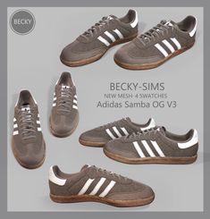 four different styles of adidas samba sneakers