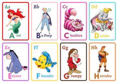 Disney Letters Alphabet, Disney Alphabet Letters, Disney Abc Letters Printable, Disney Alphabet Letters Printables, Alphabet Disney, Disney Alphabet Poster, Middle School Ela Classroom, Disney Names