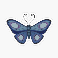 a blue butterfly sticker on a white background