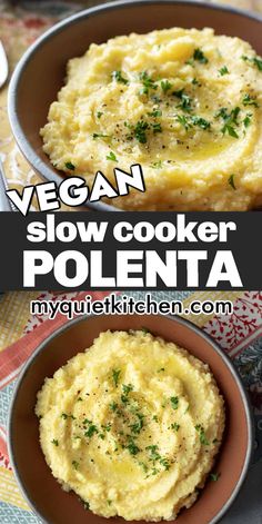 vegan slow cooker polenta in a bowl