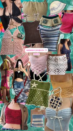 Summer crochet and knit tops, skirts, and accessories Things To Crochet, Blue Things, Crochet Fairy, Crochet Stitches For Beginners