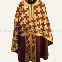 Fabric: Greek (brocade) Finishing: Greek Boulder (galoon) Cross: machine embroidery Color of the fabric: Burgundy Lining: Satin Tassels and frills: hand-made rope High-quality accessories and high-quality metal buttons. The set includes 5 items: Felon, epitrachelion, zone, epigonations and cuffs. Priest sticharion and veils can also be added to the ordered. The customer can change the composition of the vestments, choose another fixture or color of the fabric. Traditional Brocade Chasuble For Ceremonial Use, Traditional Brocade Chasuble For Church, Traditional Brocade Chasuble For Ceremonies, Traditional Gold Ceremonial Chasuble, Traditional Gold Chasuble With Gold Embroidery, Traditional Chasuble With Gold Embroidery For Church, Gold Embroidered Chasuble For Traditional Ceremonies, Priest Vestments, Orthodox Priest