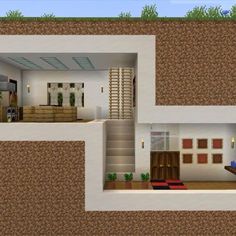 Underground Minecraft House, House Ideas For Minecraft, Modern House Ideas, Ideas For Minecraft, Underground House, Minecraft Houses Survival, Rumah Minecraft Sederhana, Minecraft Mansion