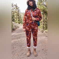 This Nwt Boilersuit Is A Us Xs But Could Fit A Size S Very Wellit Is Definitely Loose-Fitting. The Corduroy Fabric Has A Funky, Ethereal Print With Stars, Moons, And Reaching Hands. Reasonable Offers Are Very Welcome! This Item Will Be Shipped Promptly From A Smoke-Free And Pet-Free Home. Lucy And Yak, Boiler Suit, Corduroy Fabric, Orange And Purple, Very Well, Color Orange, Pant Jumpsuit, Jumpsuit Romper, Loose Fitting