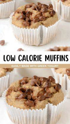 low calorie muffins made with greek yogurt and chocolate chips