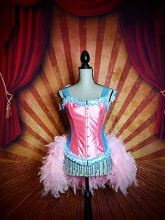 "(See sizing description below) PARISIAN BELLE EPOQUE FEATHERED COSTUME *Costume includes corset top with attached feathers Corset Available in the following sizes (Please measure your waist): Small Approximately: 32-34\" Bust, 24-25\" waist (bra size 32B-34B) Medium Approximately: 34\" Bust, 25-26\" waist Large Approximately: 36\" Bust, 27-28\" waist XL Approximately: 36\" Bust, 29-30\" waist *Please let me know your bra size and waist in inches, to ensure the best fit. *If you find that you're Pink Corset With Corset Back For Costume Party, Pink Overbust Corset Dress For Costume, Pink Overbust Corset For Costume, Drag Clothing, Feather Costume, Halloween Corset, Burlesque Dress, Drag Ideas, Burlesque Outfit