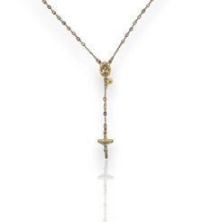 Diamond-Cut Cross Rosary Crucifix Chain Necklace 10K Tri-Color Gold Item Description: Metal: Real 10K Gold Weight: 6 Width: 2.8 Length: 14" Cross Pendant Dimensions: Width: 12 / High: 21 Cross Rosary, 10k Gold, Diamond Cut, Tri Color, Rosary, Cross Pendant, Chains Necklace, Diamond Cuts, Chain Necklace