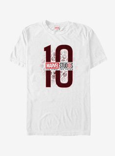 Marvel First 10 Years Anniversary Icon Collage Logo T-Shirt Company Anniversary Shirt Design, 10 Year Anniversary Shirt, 10 Anniversary Logo, Collage Logo, Anniversary Tshirt, 10 Years Anniversary, Anniversary Shirts, Anniversary Tshirts, Team Tshirt