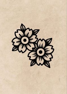 some black and white flowers on a beige background