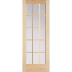 Maximize natural light with this 15-lite French pine wood door, featuring clear glass. Masonite Traditional 30-in x 80-in Clear Glass Smooth Solid Core Unfinished Pine Wood Slab Door in Brown | 738753 Masonite Doors, Pine Interior Doors, Modern Pool House, Wooden Doors Interior, Glass French Doors, Swinging Doors, Solid Doors, Solid Core, Door Makeover