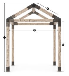 an outdoor gazebo with measurements for the top and bottom section, including two sides