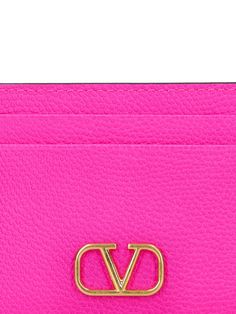 Height: 8cm Width: 10cm Depth: 1cm. Four card slots. One central pocket. Front metal logo detail Pink Valentino Wallet, V Logo, Pink Accessories, Leather Card Holder, Metal Logo, Card Holder Leather, Metallic Logo, Valentino Garavani, Soft Leather