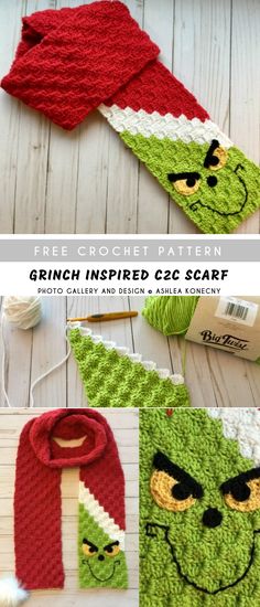 crochet pattern for grinch inspired scarf