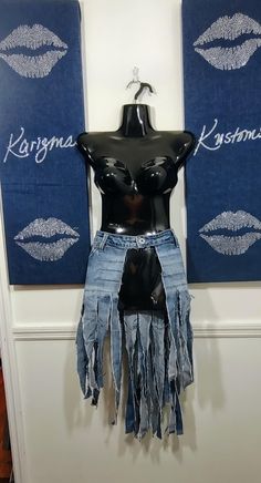 This is a One-of-a-Kind Hi/Lo Waistlet Fringe Denim Belt. Stunning Denim Accessory  Just add a cat suit, boots and a pair of denim earrings. Compliments galore 🤩💥 Fitted Punk Style Denim Jeans, Fitted Denim Bottoms With Fringe, Denim Bottoms For Alternative Fashion, Punk Style Denim Bottoms For Festival, Cutoff Denim Jeans For Festival, Punk Style Denim Jeans For Festivals, Punk Denim Jeans For Festival, Distressed Fitted Jeans For Festivals, Festival Fitted Distressed Jeans