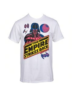 Find out what happens when Darth Vader learns about Synthwave with this officially licensed Star Wars The Empire Strikes Back Neon Darth Vader T-Shirt. This white Star Wars t-shirt is made from cotton and features a The Empire Strikes Back Neon Darth Vader design.Star Wars The Empire Strikes Back Neon Darth Vader T-Shirt White Casual  Short Sleeve  Colorblock,Figure,Letter    Men Clothing, size features are:Bust: ,Length: ,Sleeve Length: White Pre-shrunk Fandom T-shirt, White Cotton T-shirt For Fan Events, White Cotton Tops For Fan Events, White Pop Culture T-shirt With Front Print, Cotton Graphic Tee For Fan Gatherings, Fandom T-shirt With Logo Print For Fans, Fandom Logo Print T-shirt For Fans, Fandom Logo Print T-shirt Fan Merchandise, Fandom Logo Print T-shirt For Fan Merchandise