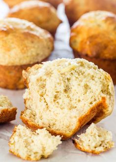 muffins cut in half sitting on top of a table