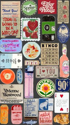 many different types of stickers and magnets on a black background with the words i love you