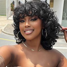 Kort Bob, Black Curly Wig, Bangs Wig, African American Wigs, Afro Wigs, Natural Wigs, Short Hair Wigs, Beautiful Wigs