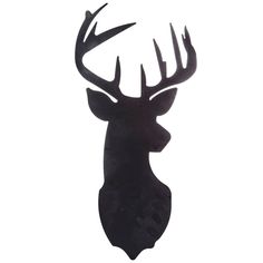 the silhouette of a deer with antlers on it's head is shown against a white background