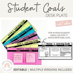 student-goals-mat Student Name Plates, Student Conference, Personal Writing, Writing Goals, Progress Monitoring, Home Schooling, Reading Goals, Student Goals, Learning Goals