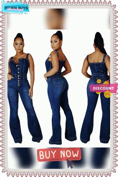 Washed Women's Fashion Casual Sexy Suspender Denim Jumpsuit Wide Leg Pants High Waist Fitted Overalls With Suspenders, Fitted High Waist Overalls With Suspenders, Fitted Denim Bottoms With Suspenders, Trendy High-waist Jumpsuits And Rompers With Suspenders, Dark Wash Denim Overall Jumpsuit With Suspenders, Dark Wash Denim Jumpsuit With Suspenders, Trendy Denim Overall Jumpsuit With Suspenders, Trendy Summer Denim Jumpsuit With Suspenders, Trendy Fitted Bottoms With Suspenders