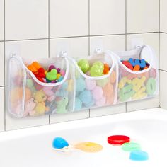 PRICES MAY VARY. [LARGE CAPACITY BATH TOY STORAGE]: The bath toy storage is designed with horizontal 3 compartments, which can be classified to store various bath toys, easily store all bath toys and various bathroom accessories! [LARGE OPENING DESIGN]: The bath toy holder is designed with large horizontal opening, very convenient for children to pick up or organize bathtub toys by themselves, making it easy for children to complete the task of organizing toys and develop good habits. [SELECTED MATERIAL]: The bath toy organizer is made of high quality PVC material, the whole bathtub toy storage is mesh design, quickly filter excess water and dry bathtub toys! [SUPERIOR WEIGHT-BEARING]: The bath tub toy holder is exclusively designed by our factory, carefully selecting the materials and acc Bathtub Toy Storage, Kids Bathtub, Bath Toy Organizer, Bath Toy Storage, Bath Toy Organization, Bathroom Toys, Organizing Toys, Kids Bath Toys, Tub Toys