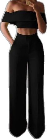 Fierce Cropped Top + Long Trousers Set - Body By J'ne Elegant Black Cotton Pants, Chic Formal Cotton Bottoms, Chic Cotton Office Pants, Elegant Formal Cotton Pants, Elegant Cotton Pants For Formal Occasions, Chic Cotton Pants For Night Out, Elegant Cotton Pants For Office, Elegant Cotton Office Pants, Elegant Summer Office Wear Bottoms