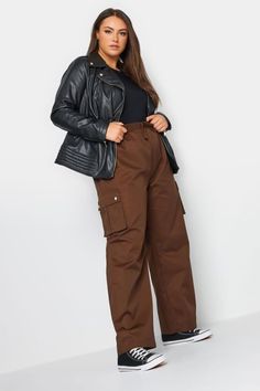 Shop YOURS Curve Brown Wide Leg Woven Cargo Trousers at Yours Clothing. Discover women’s plus size clothing in sizes 10-36 with fast delivery. Brown Cargo Pants Outfit, Realistic Fashion, Curves And Confidence, Animal Print Dress Casual, Brown Cargo Pants, Elegant Wedding Guest Dress, Party Dress Sale, Cargo Pants Outfit, 2025 Fashion