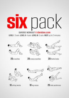 the six pack workout poster shows how to do it in five minutes or less, with instructions