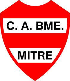 a red and white shield with the words c a bme mitre