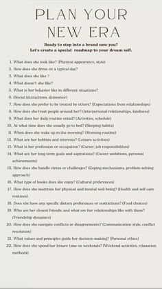Create The Best Version Of Yourself, Creating An Aesthetic, Change Your Life Plan, How To Be A New Version Of Yourself, Journal Prompts For Vision Board, How To Plan For The New Year, How To Become The Best Version Of Myself List, Life Plan Aesthetic, Plan Your New Era Questions
