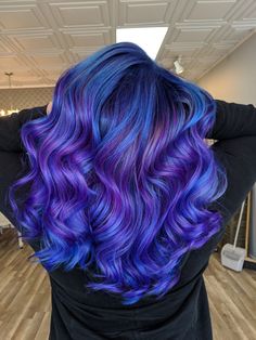 Blue Fashion Color Hair, Royal Blue Ombre Hair, Ombre Hair Color Blue Purple, Blue Color Melt Hair, Navy Purple Hair, Purple Color Melt Hair