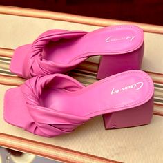 Circus Ny Brand New Mules Size 8. Pink Slip-on Heels With Wrapped Heel, Casual Pink Heels Medium Width, Casual Pink Medium Width Heels, Casual Slip-on Heels With Wrapped Heel, Pink Block Heel Heels With Cushioned Footbed, Casual Pink Sandals With Square Toe, Casual Pink Sandals Medium Width, Casual Pink Heels With Padded Heel, Casual Synthetic Heels With Square Toe