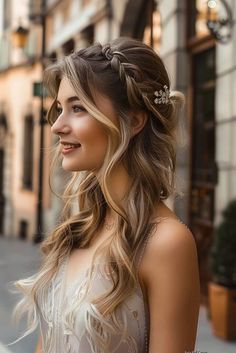 Braid Crown Hair Down, Braid Crown Bridal Hair, Bridal Braids Hairstyles, Braid For Bridesmaid, Rose Hairstyle, Aesthetic Royal, Beautiful Wedding Hairstyles, Wedding Hairstyles For Women, Bridesmaids Hairstyles