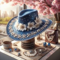 Made with AI @Copyright by អាណាចក្រសម្រស់ [[ Beauty Empire ]] 🇰🇭 Cowgirl Fashion, Lace Crafts, Kentucky Derby Hat