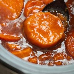 carrots are being cooked in the slow cooker